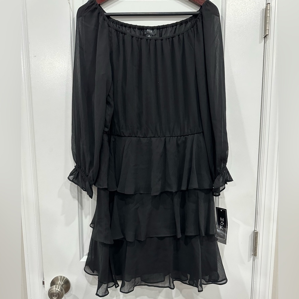 Black dress with sheer long sleeves